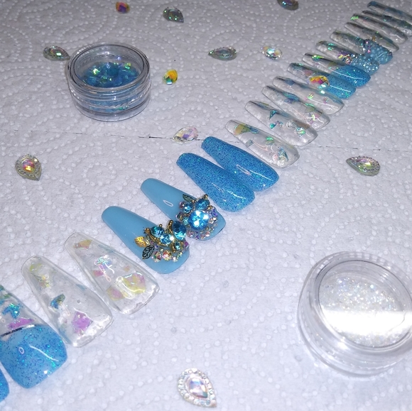 Reusable Hard Gel Long Luxe Press ons Custom Sets - Picture 1 of 8